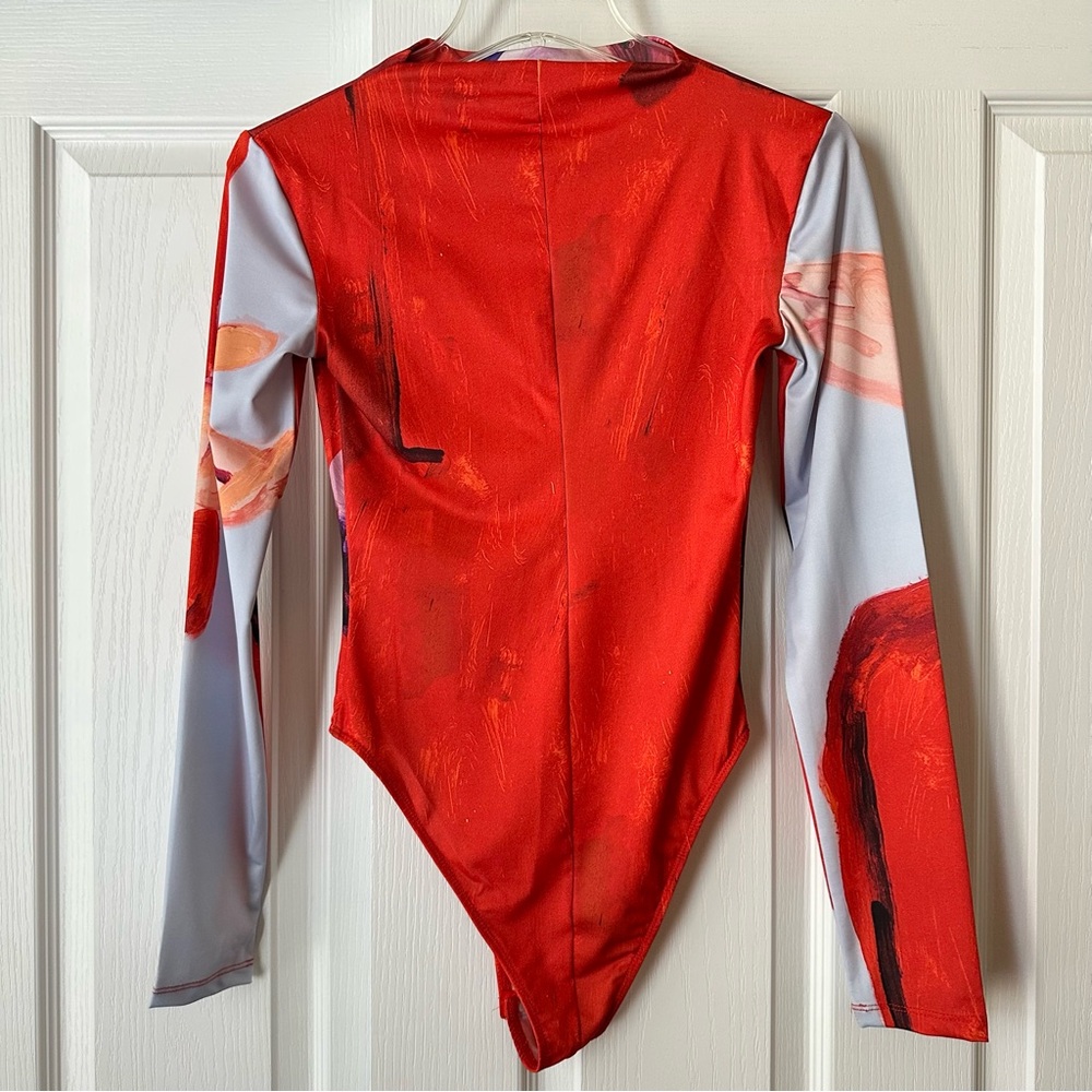 New Zara XEVI SOLA Print Red Long Sleeve Bodysuit Small 1165/019 - Picture 8 of 10